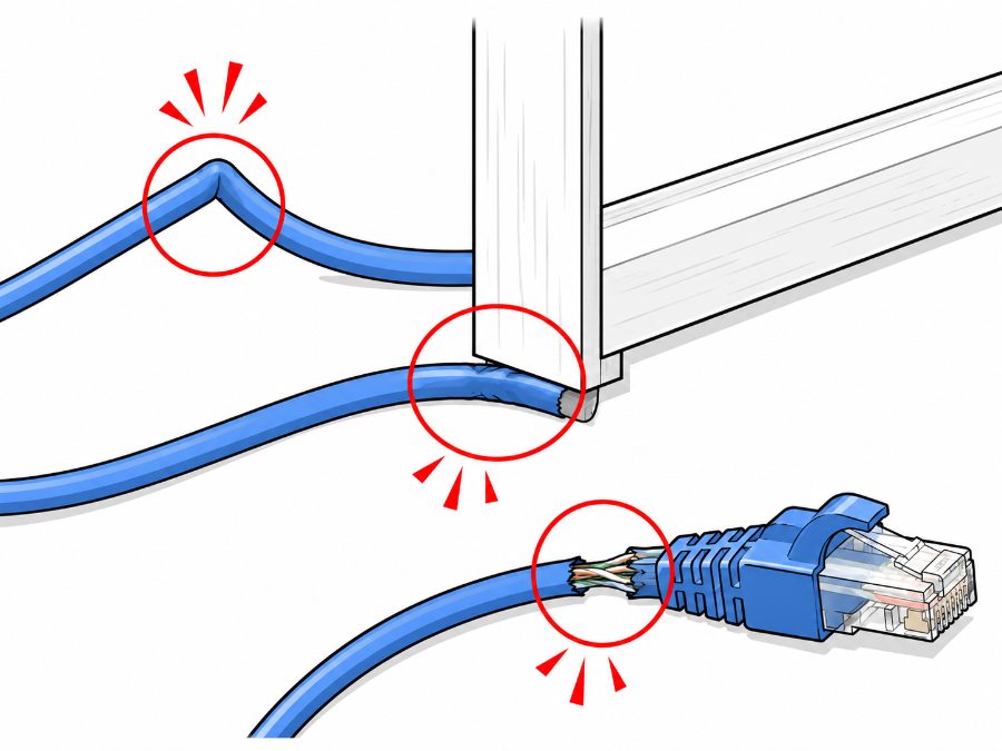 Типичные повреждения Ethernet-кабеля